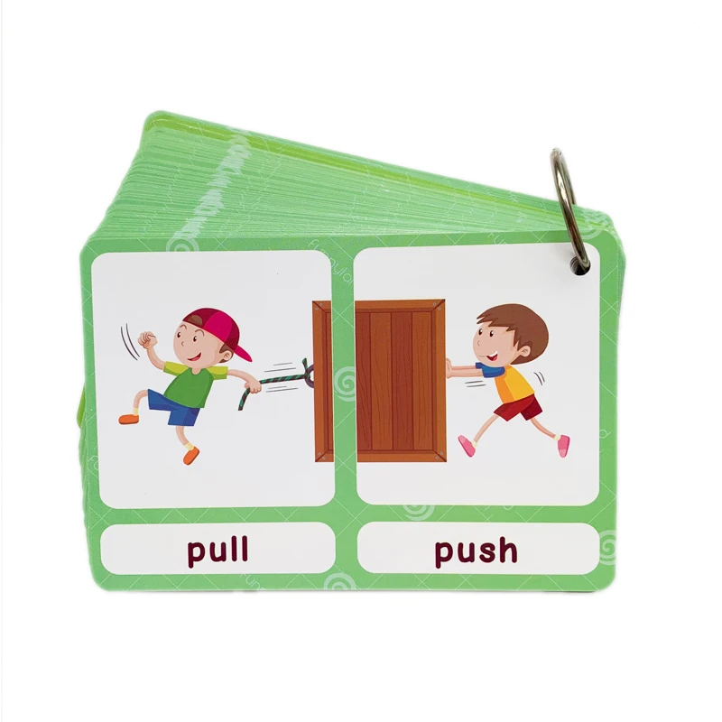 100 مجموعة أضداد البطاقات التعليمية بطاقات المفردات الإنجليزية مونتيسوري تعلم ألعاب تعليمية للأطفال لعبة الذاكرة Livres