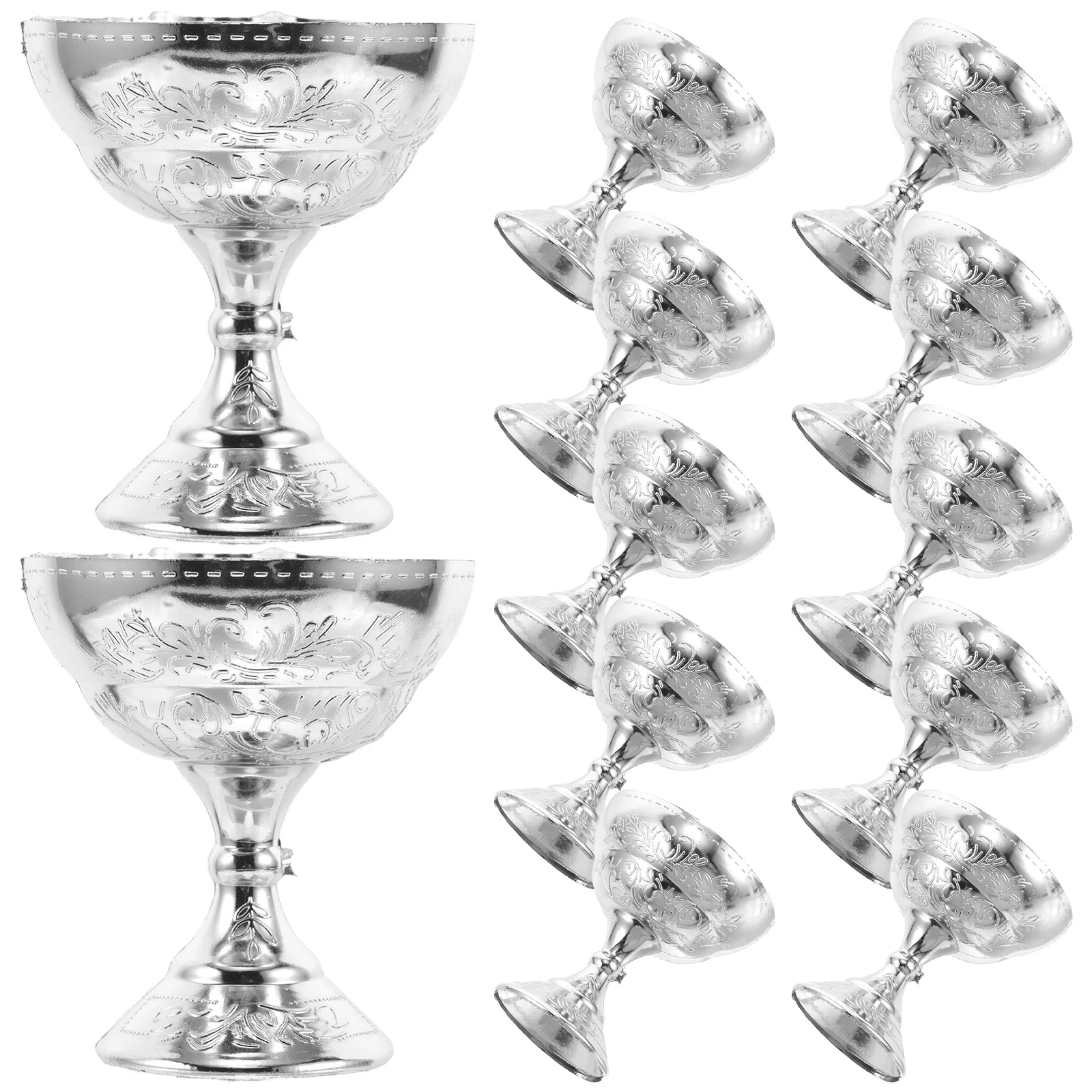 

12pcs Plastic Dessert Serving Cups Embossed Wedding Chalice For Candy Nuts Appetizers Holiday Party Buffet Containers Retro