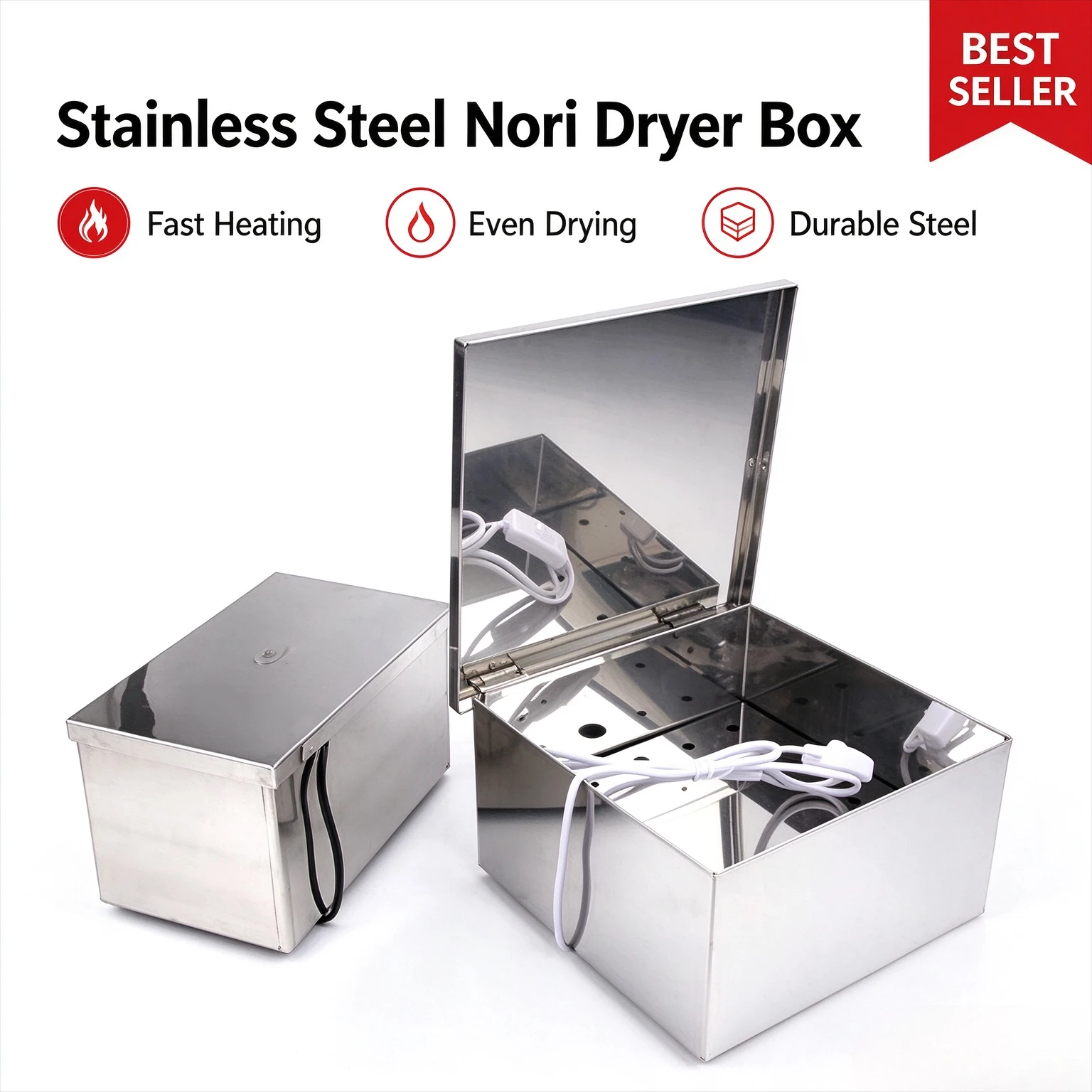 Stainless Steel Electric Nori Dryer Box Small Size, Japanese Sushi Seaweed Heating Drying Cabinet, Nori Toaster Dehydrator for