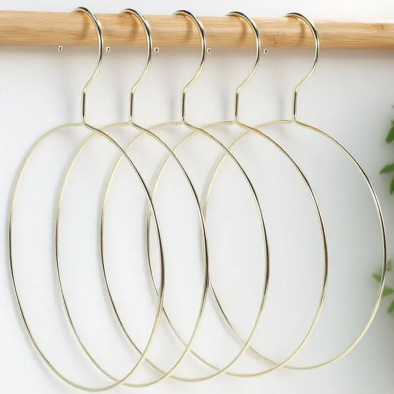 

5pcs Round Metal Creative Scarf Organizer Circular Clothes Hanger For Towel Underwear Tie Home Laundry Closet Wardrobe Storage
