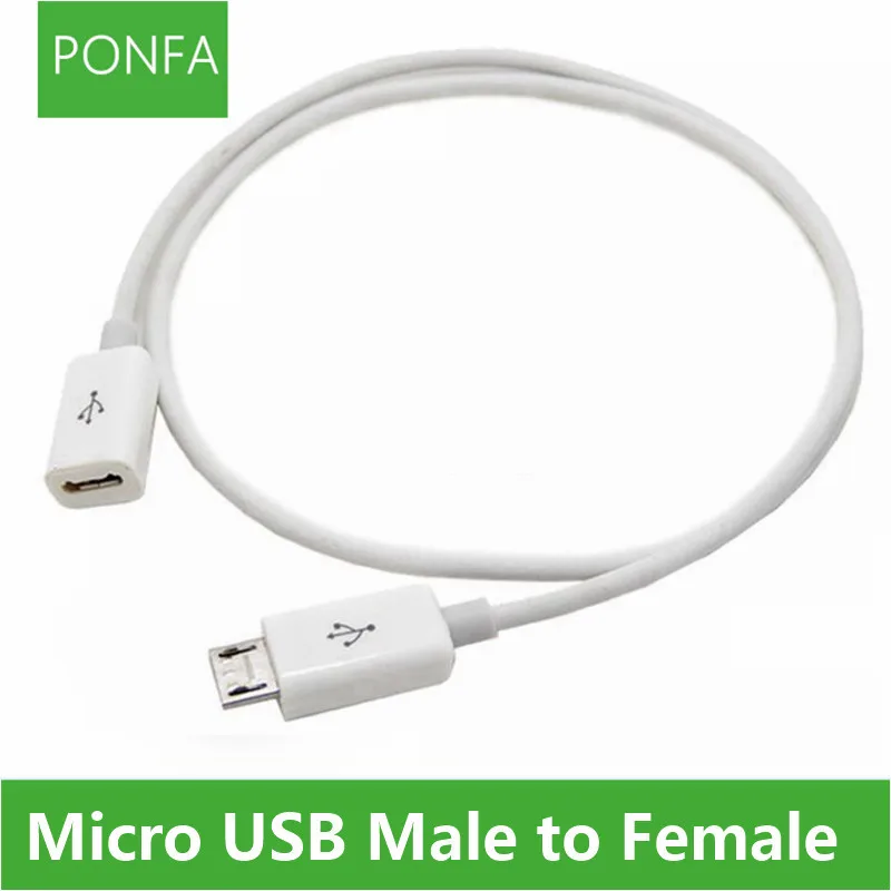 Przedłużacz Micro USB 5Pin z pełnym złączem męskim na żeńskim do ładowania danych z funkcją MHL OTG czarno-biały 0,1m-2m