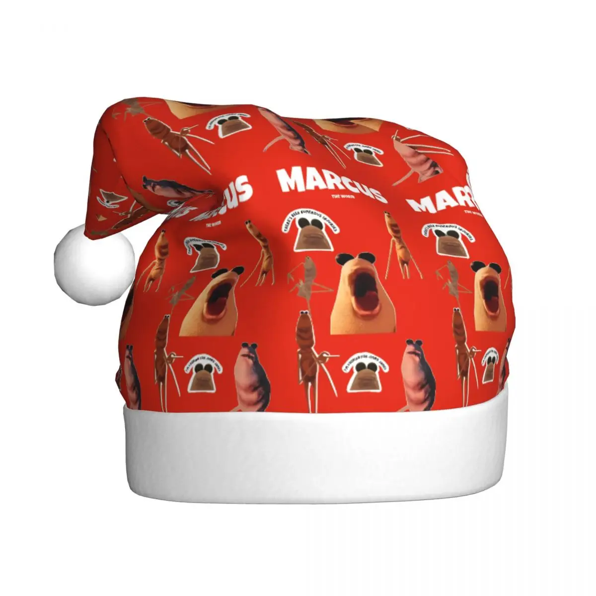 Marcus The Worm Meme Christmas Hat for Adult Men Women I Dont Like This Rock Santa Hat Cap Xmas Gifts