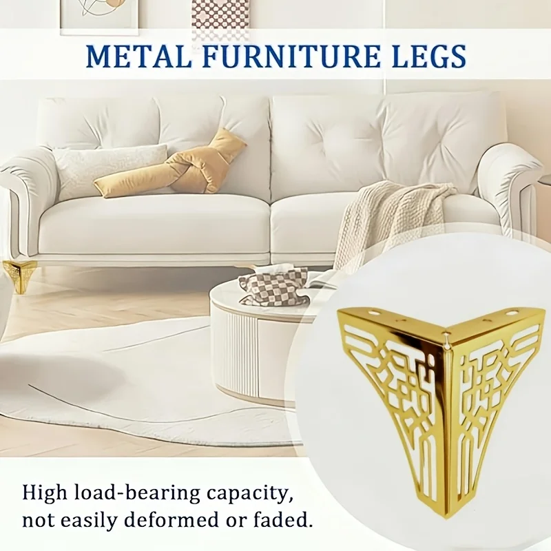 4pcs Metal Furniture Legs Feet, Modern Sofa Cabinet Legs for Repair & Restoration of Dresser, Wardrobe, Tea Table,