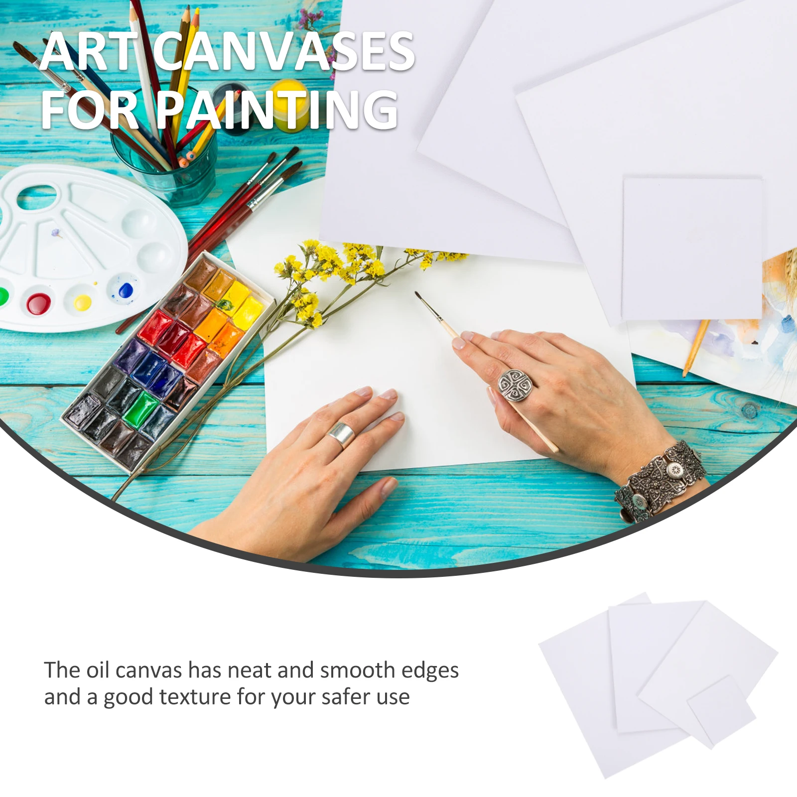 

8Pcs Art Canvas Cotton Blank Painting Boards for Oil Acrylic Beginner Student Artist Creation Panels White Versatile Drawing