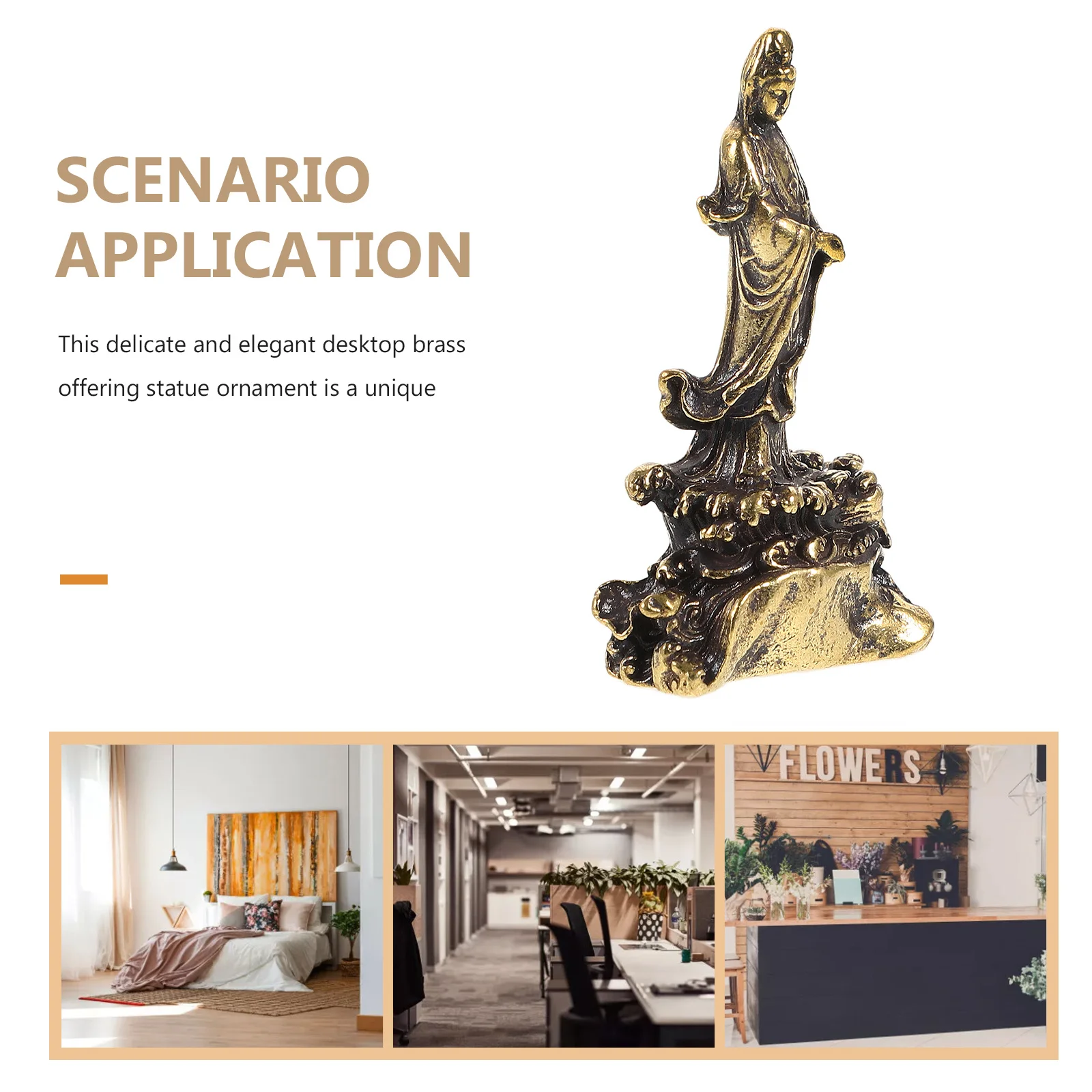 

Brass Avalokitesvara Statue for Home Decor Desktop Office Table Living Room Shelf Decor Vintage Buddhist Design