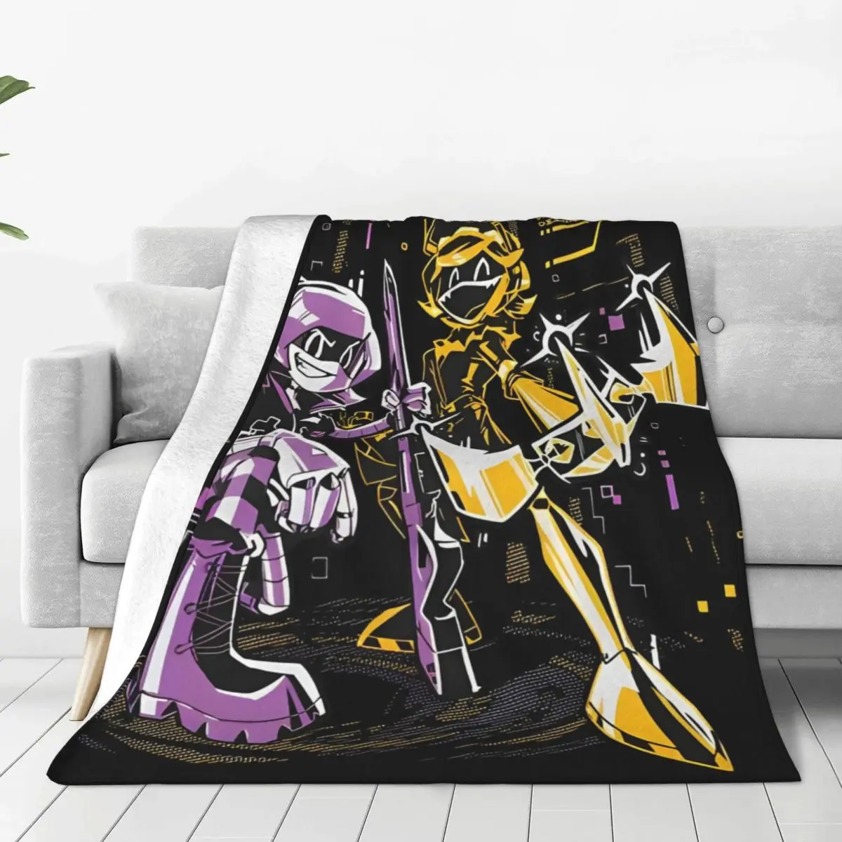 Robot Murder Drones V Uzi Flannel Blanket Super Warm Throw Blanket for Living Room Travel Fashion Bedspread Sofa Bed Cover