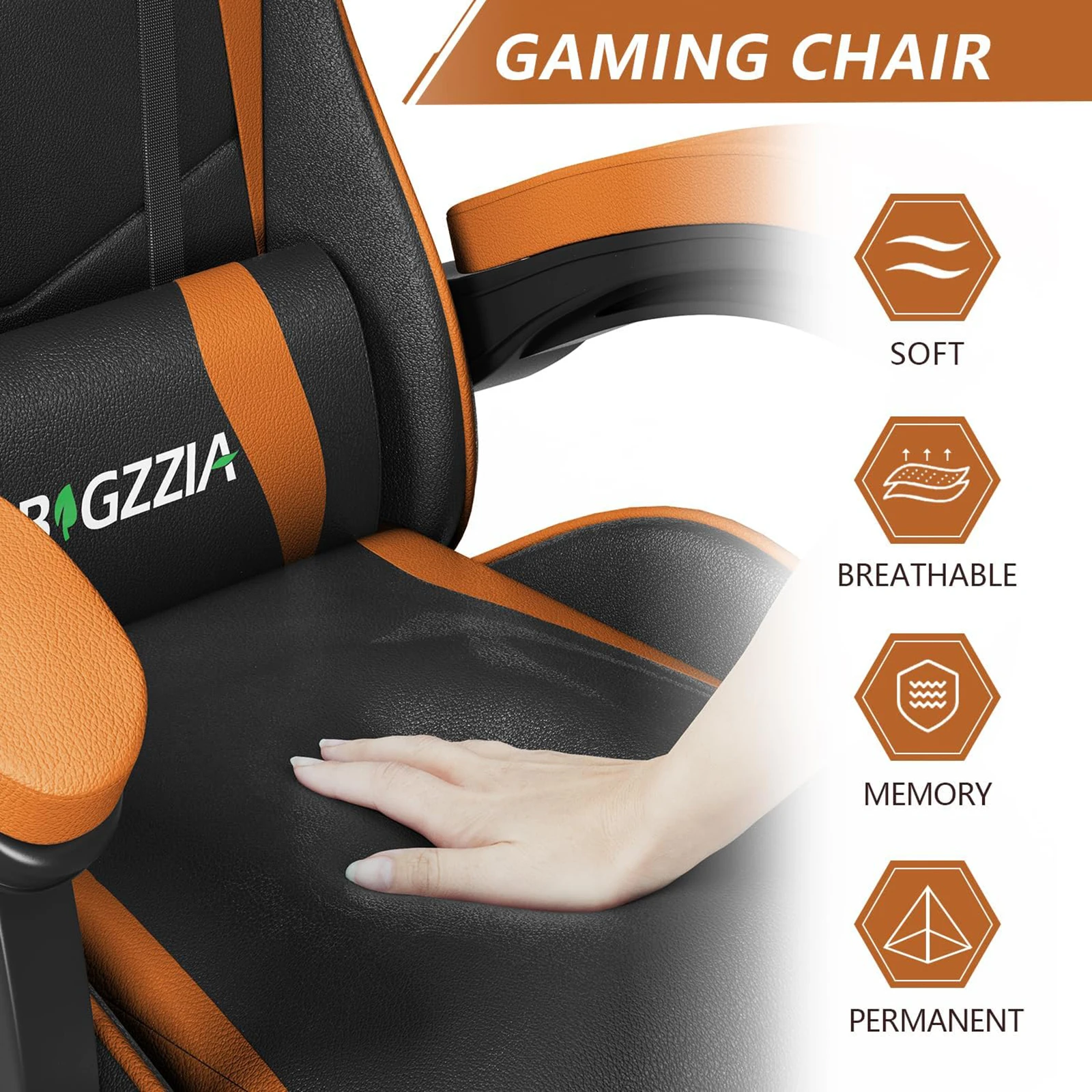 Ergonômico PU Leather Gaming Chair com encosto de cabeça, cadeira de escritório, mesa do computador, apoio lombar, cadeiras do jogo, cadeira de corrida