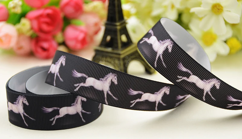 22mm 25mm 38mm 75mm Horse Cartoon Character printed Grosgrain Ribbon party decoration 10 Yards X-05312