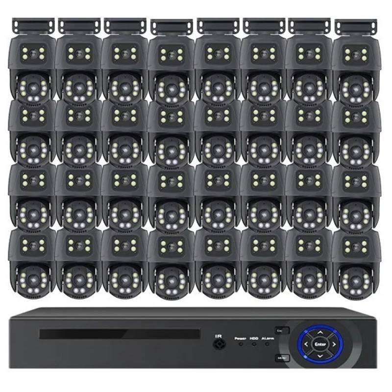 16CH 6MP POE PTZ CCTV Camera Kit System Poe H.265 16ch NVR Kit Auto Tracking PTZ 32CH Dual Lens POE Security Camera System