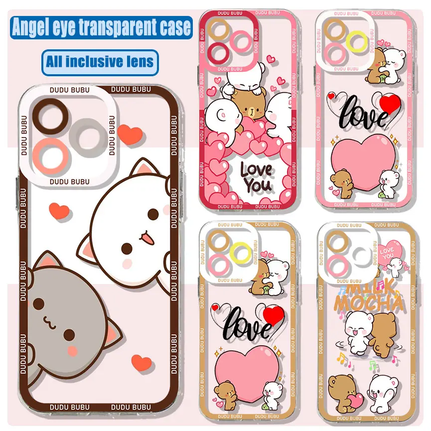 Cute Cartoon Bubu dudu Panda Phone Case For iPhone 15 14 13 12 11 Mini Pro Max X XR XSMax 6S 6 7 8 Plus SE20 Transparent Cover