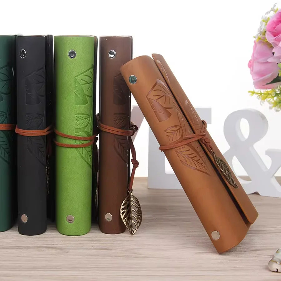 1 Retro Leaf Notebook (Single Shell) Office Stationery Diary Notebook Literary PU Leather Notebook Traveler Diary Planner Gift