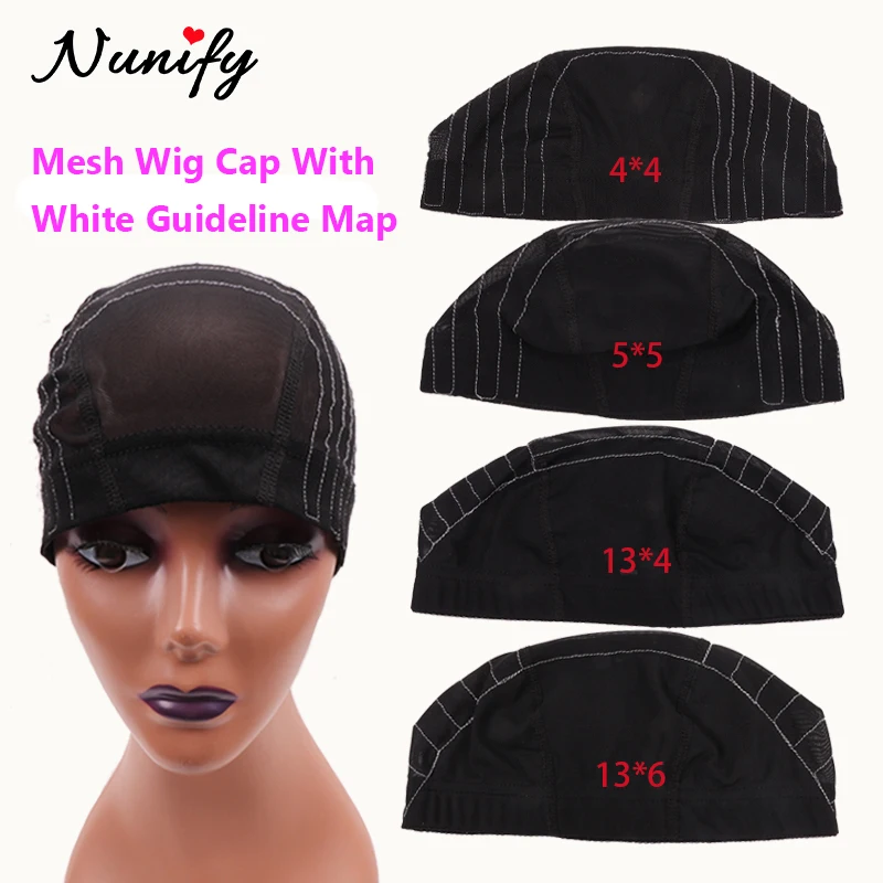 

Mesh Dome Wig Cap With Guideline Map For Beginner Hairnet For Making 5*5 4*4 Lace Wig New Wig Cap With White Line For Wig Making