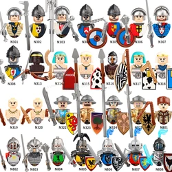 Middle Ages Court Soldier Tribal Black Bear Warrior Raven Red Lion Knight Action Figures Building Blocks Model Kid Toys N301-308