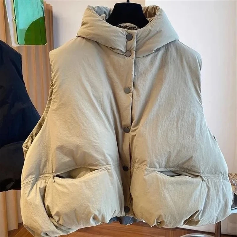 

Осень-зима 2022, темпераментный удобный пуховый хлопковый женский жилет без рукавов, пальто, корейская версия, повседневная женская майка, куртка