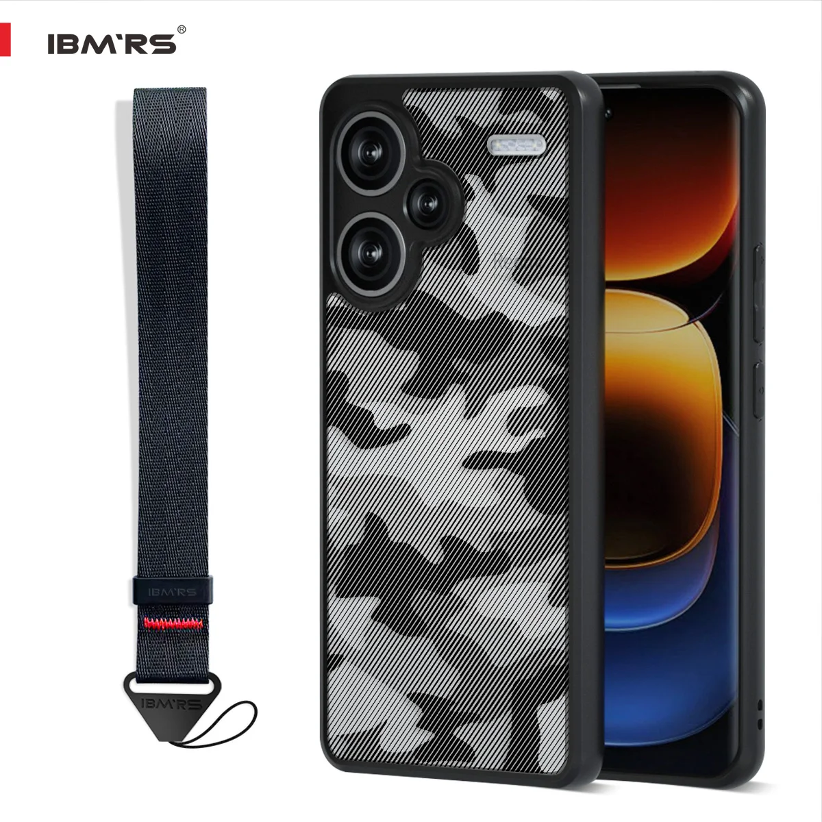 

Case for Redmi Note 13 Pro+ 5G, IBMRS Military Camouflage Hard Cover Lanyard, Non-Slip Shockproof Protective Case, Gift Idea