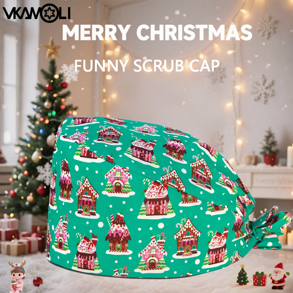 

2025 Autumn/Winter New Christmas Doctor Nurse Headcap scrub hat Holiday surgical hat