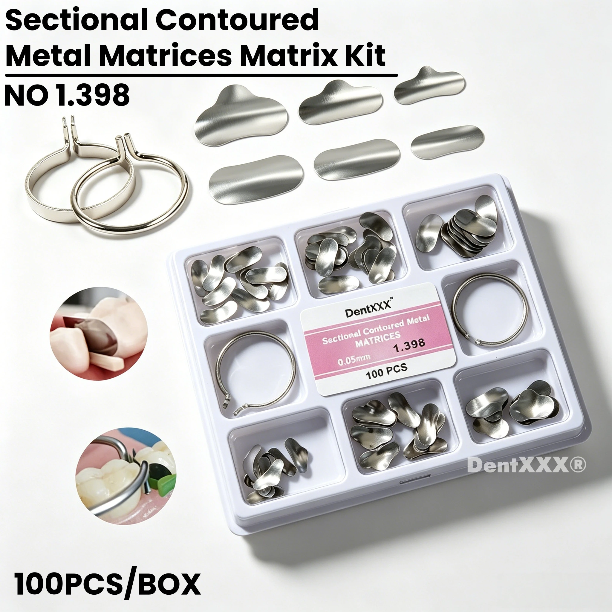 

Buy 6 Get 2 Free Matrix Sectional Contoured Metal Matrices Band Dental Base Ring Full Teeth Replacement Care