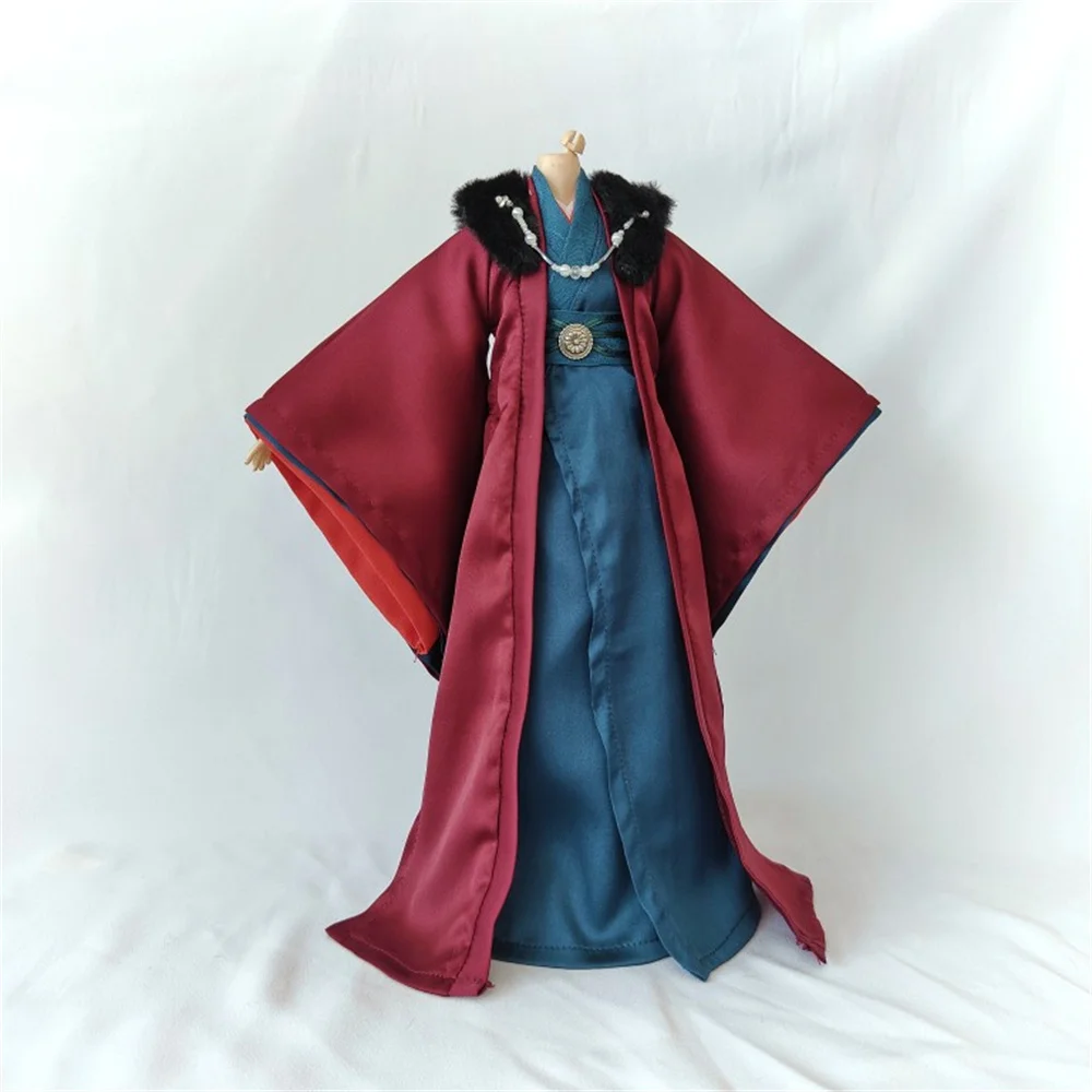 

1/6 Hanfu Robe Long coat Dress Outfit maroon Ancient Man Suit Outfit Clothes for 12inch Figure Model Clothing Amine Toys