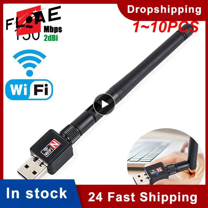 1~10PCS WiFi Adapter 5dB Antenna 150Mbps Lan Wireless Network Card Portable USB 7601 chip for AHD DVR DVR