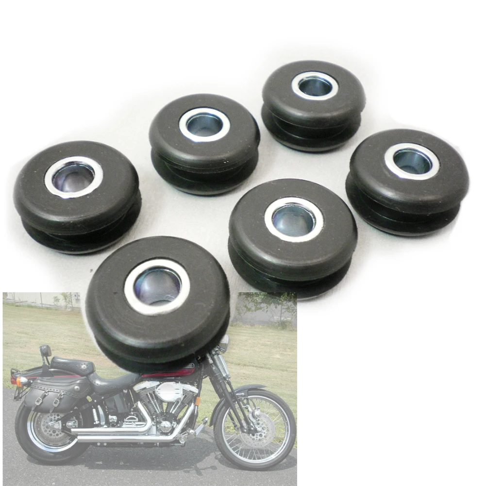 6PCS Flatside Gas Fuel Tank Mounts Pack For Harley Softail Dyna 1984-1999 FXWG 1985/1986 FLSTF FXST FLSTC