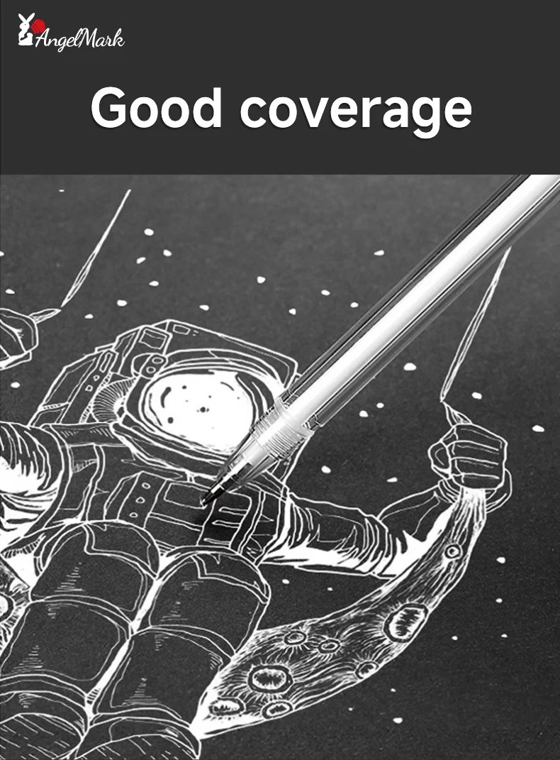 Weiß Gold Silber Klassischer Highlight-Stift, glänzende Nachfüllung, Malmarker, Zeichenstift, Schulbedarf, Stift + Nachfüllset, Gelstift – Detail 9