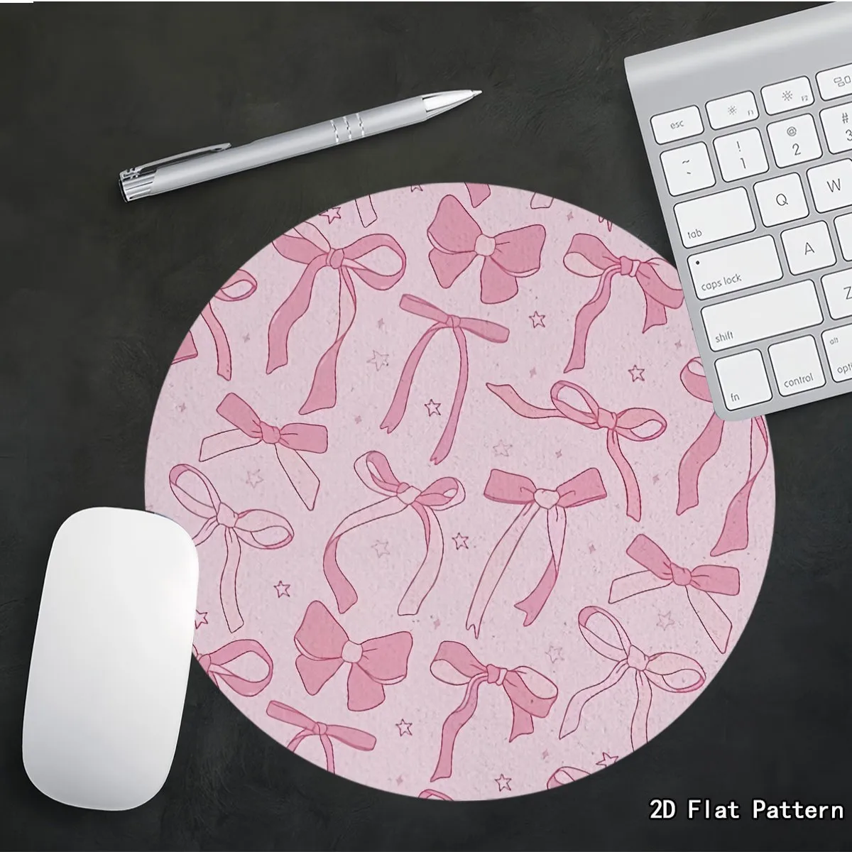 

Pink bow and ribbon design mouse pad with an anti-slip rubber base is of high quality and suitable for both families and gamers