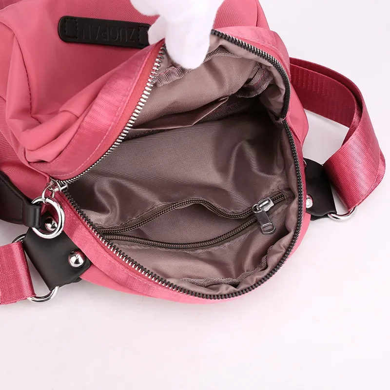 Saco de nylon impermeável para senhoras, bolsas de ombro axilas leves, Shell Zipper, pequeno saco de mensageiro crossbody, moda feminina