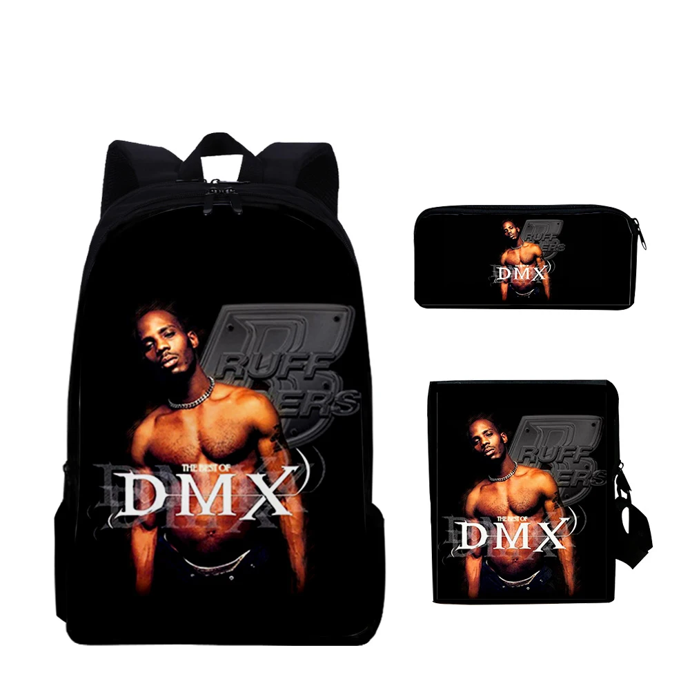 Novidade Earl Simmons DMX 3D Print Mochila, Pupil Escola Bolsas, Inclinado Bolsa de Ombro, Lápis Caso, Mochila Laptop, Harajuku, 3pcs por conjunto