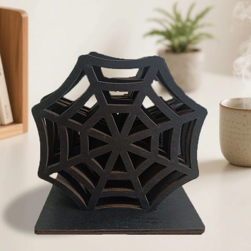 Spider Coaster Spider Web Hollow Wooden Coaster Kitchen Anti-scald Insulated Placemat Suitable For Home Decoration