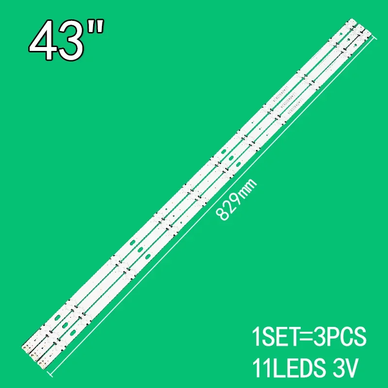 For 3PCS 829mm 43-inch 11-lamp 3V LC43490083A 43-inch DRT LED ARRAY-3PCM00778A-Rev0.2-191011 LED backlight strip