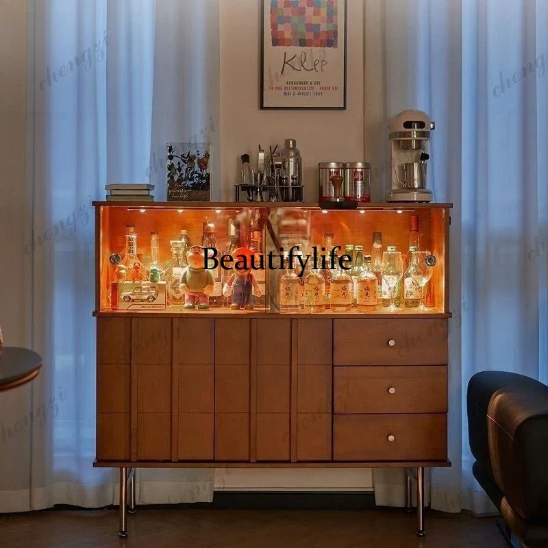 Restaurant Household Nordic Solid Wood Dining Side Cabinet Living Room Storage Glass Storage Dining Side Cabinet d178
