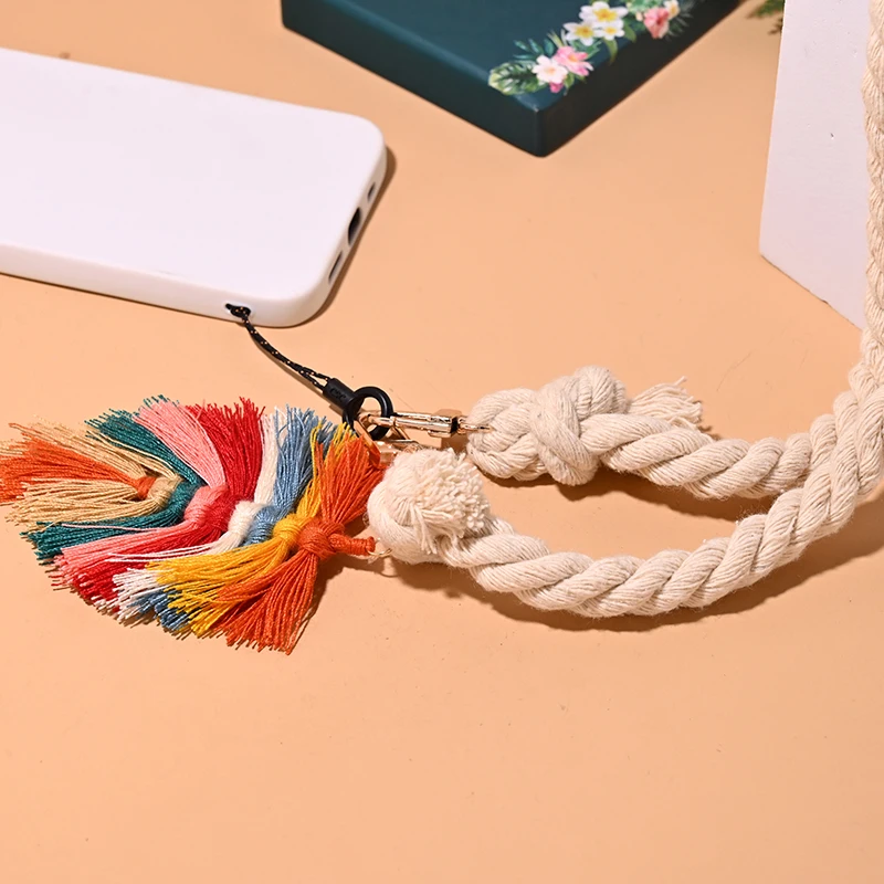 Strong Rope 120CM Phone Chain Colorful Tassel Street Wear Cell Phone Strap Lanyard Portable Small Bag Chain MOON GIRL Design