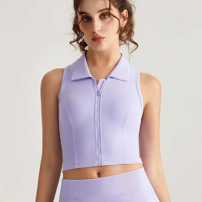 سترة يوجا بياقة بولو عصرية للنساء مع حمالة صدر مدمجة بسحاب أمامي عالي الجودة للتمرين حمالة صدر رياضية حمالة صدر رياضية نسائية #1
