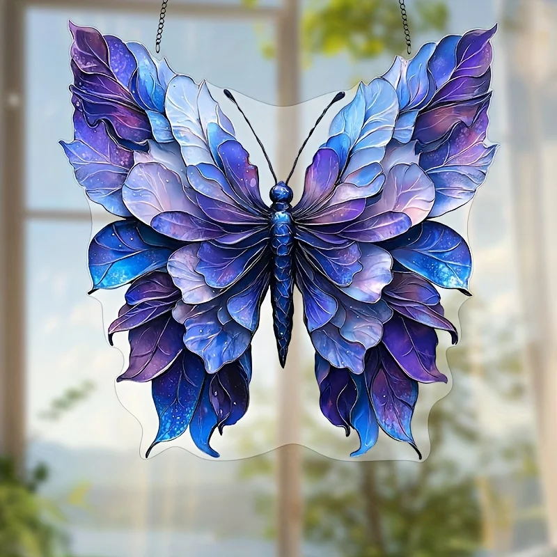 2D Flat Colored Acrylic Butterfly Light-Catching Device Flat Decora Sunlight Catcher Hanging Home Bedroom Party Holiday Decora