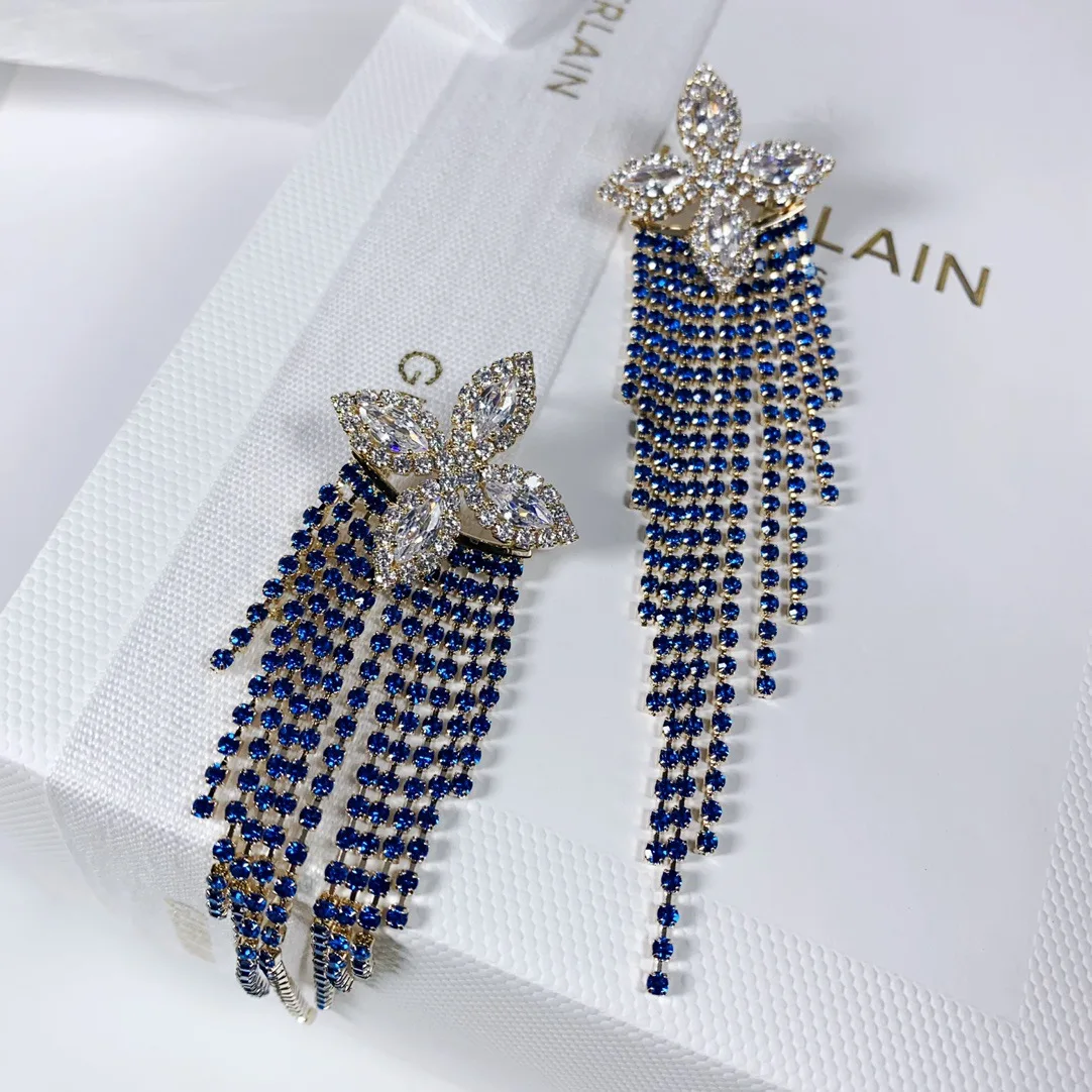 

Bilincolor Colored Zircon Tassel Flower Earrings For Women