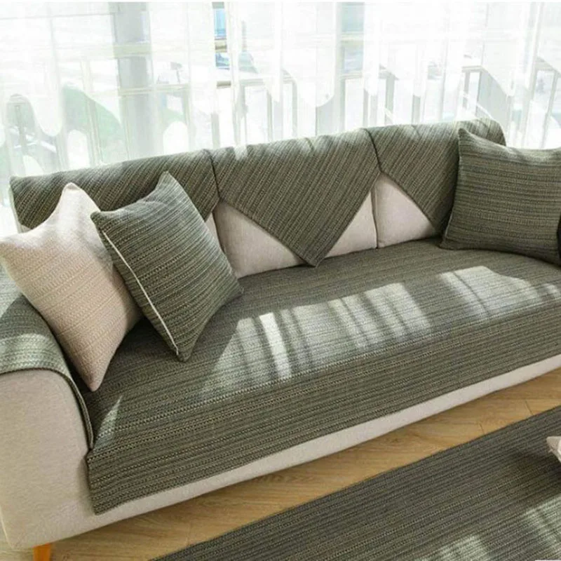 Hand Woven Sofa Cushion Living Room Anti-Wear Couch Slipcover Dustproof Non-slip General Sofa Cover Seat Cushion Pad Sofa Towel