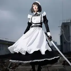New high quality Japanese cute maid dress Traditional maid cosplay costume Everyday long Lolita dress set