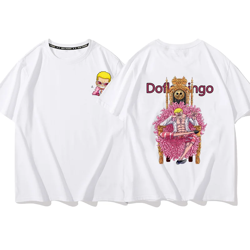 Anime ONE PIECE T-shirt Doflamingo Printed T-shirt Leisure Sports Street Men's and Women's T-shirt