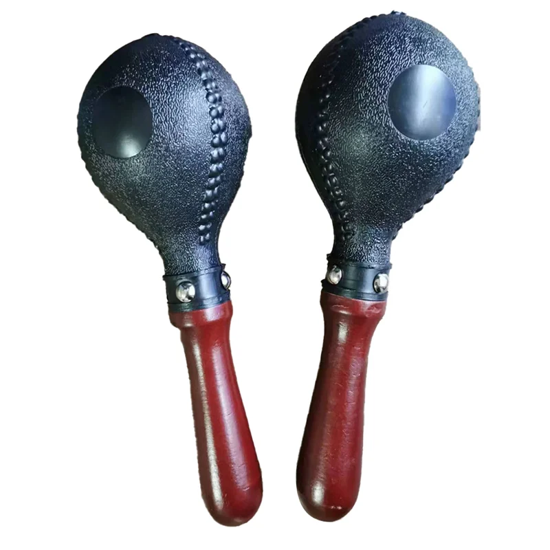 

HOES-2PCS Tambourines For Adults Wooden Handle Design Rumba Shakers Musical Rattles Sand Balls Sand Hammer Clear Sound