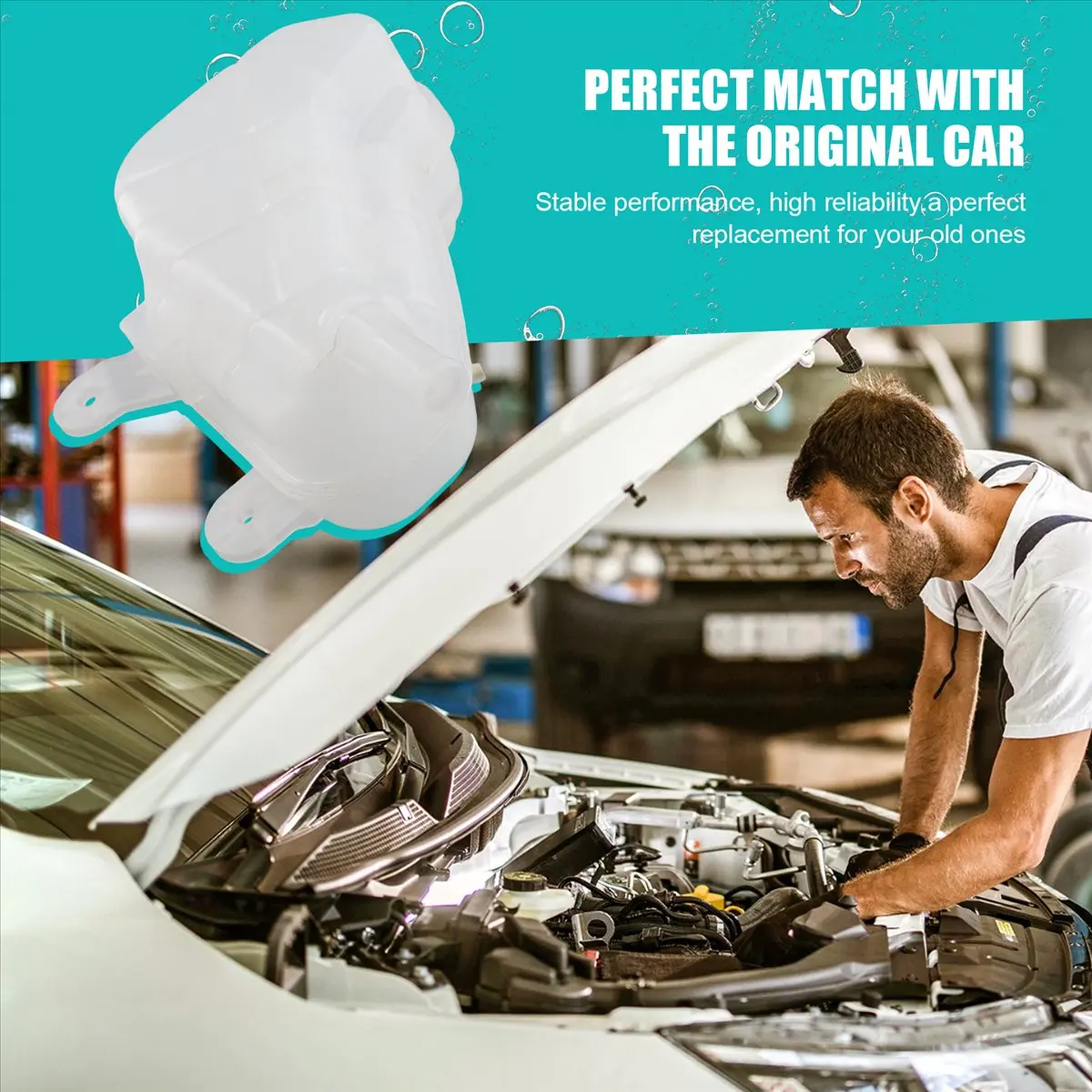 #84O Automotive Parts & Accessories,Coolant Reservoir Expansion Tank Reservoir for Chevy Chevrolet 12-15 (White)