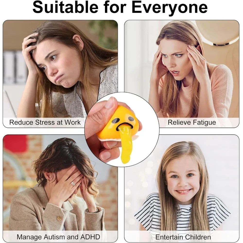 Balle anti-Stress drôle en jaune d'œuf, 2 pièces, jouet à presser pour soulager l'anxiété, jouet sensoriel Squishy Fidget pour enfants et adultes, cadeau Gag