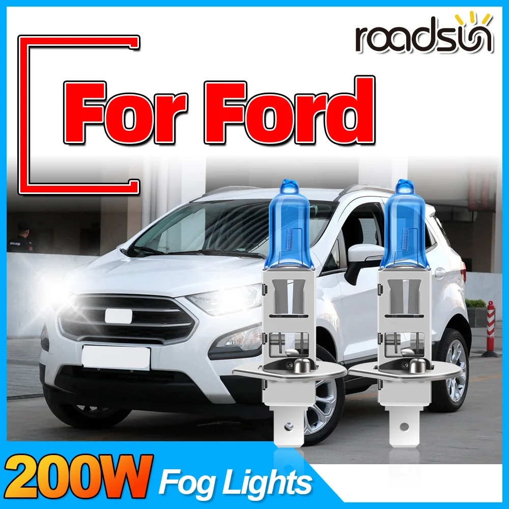 

2pcs 200W High Bright H1 Car Fog Lights 6000K White Halogen Fog Bulbs Plug and Play 12V Mini Auto Lamp For Ford Explorer Galaxy