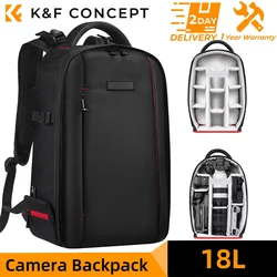 K&F Concept 18L Camera Backpack For Photographer Large Capacity Waterproof Photography Camera Bag with Laptop/Tripod Compartment