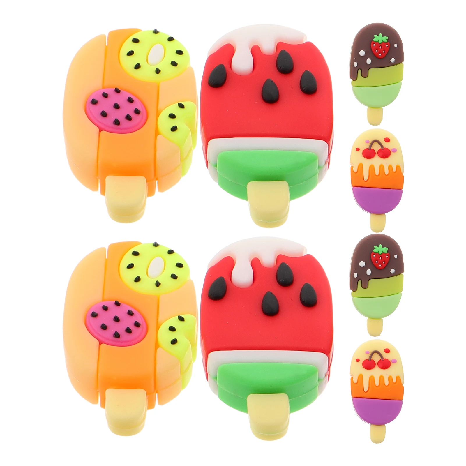 

8pcs Ice Cream Erasers Cute Fruit Mini Novelty Erasers For Kids School Supplies Party Favors Reward Prize