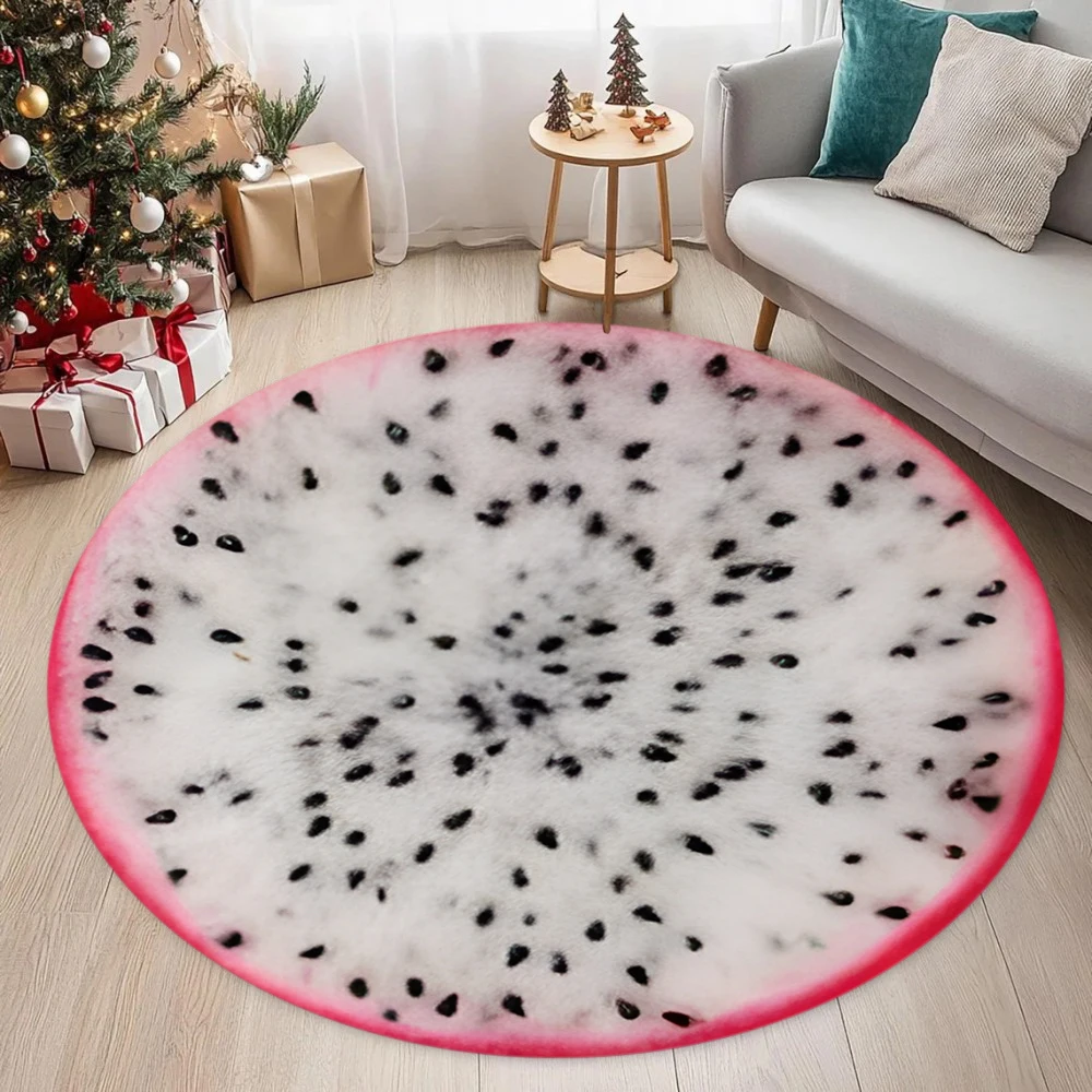 Fruit Cross-section Circular Carpet Dragon Fruit Cucumber Papaya Grape Carpet Anti Slip Entrance Mat Living Room Bedroom Rug