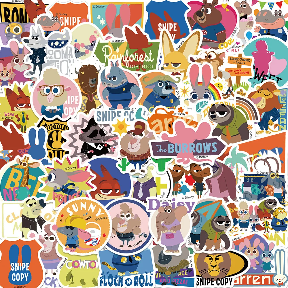 10/30/50 sztuk Zootopia Stickres Disney Cartoon naklejki śmieszne naklejki Graffiti album do scrapbookingu DIY bagaż Laptop gitara samochód rower zabawki dla dzieci