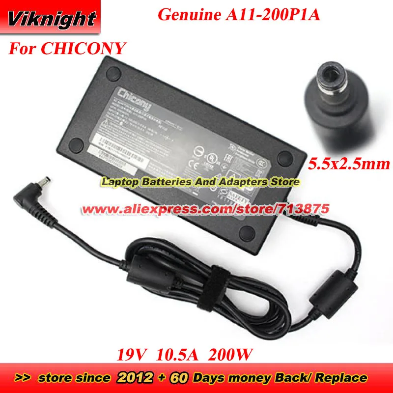 19V 10.5A 200W A11-200P1A A200A007L Adapter for AERO 15X I7-8750H P57X V6 P35X V6 Sager NP8172 XMG P507
