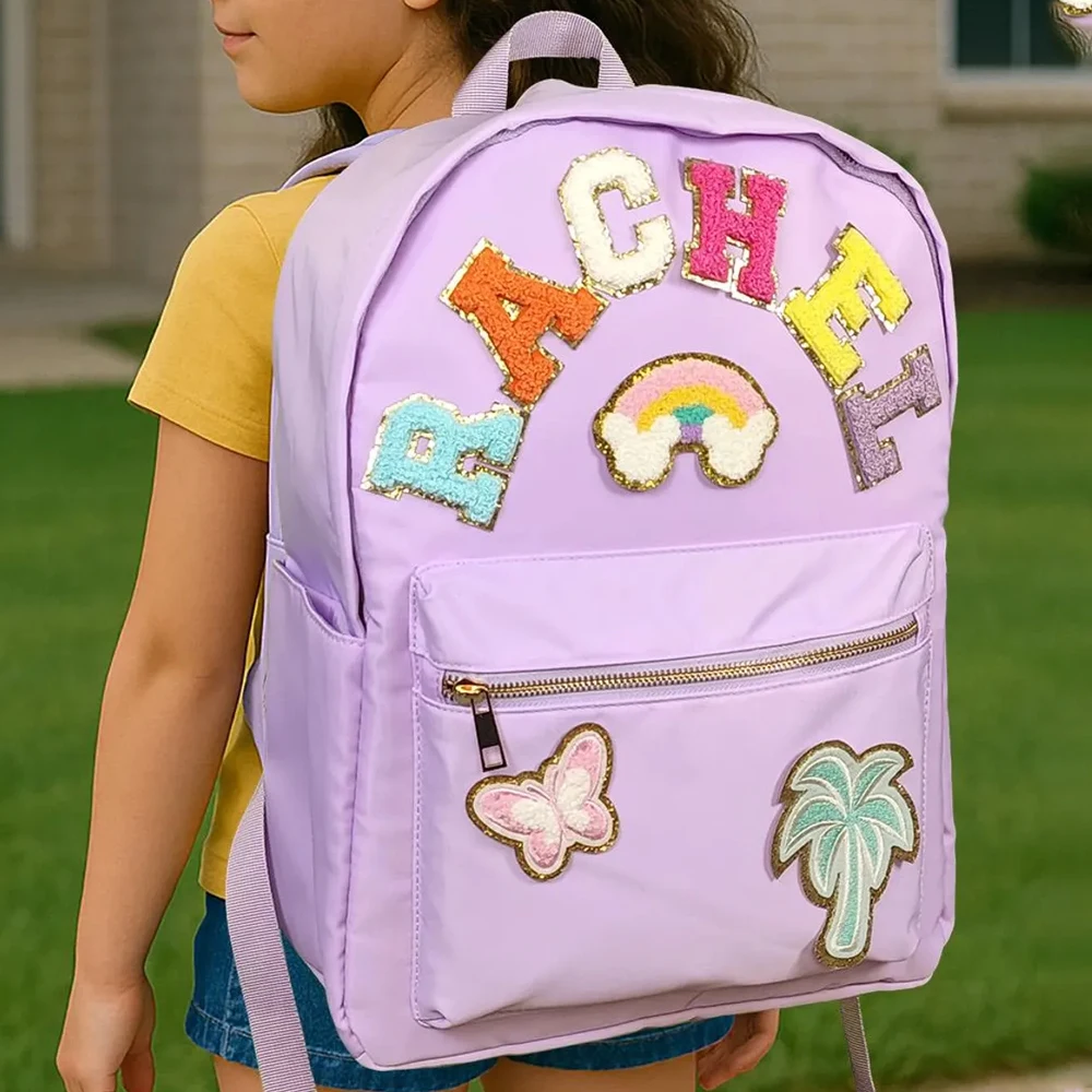 

Self-adhesive Patches Backpack Personalized Backpack Nylon Kid School Bag Book Back to school Letter Kids Boy Girl Student Gift