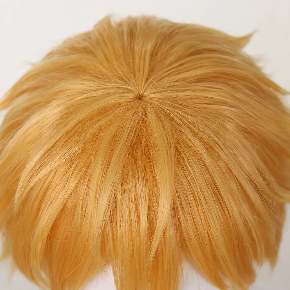 Denji Cosplay Wig 30cm Short Straight Blonde Men Synthetic Wigs