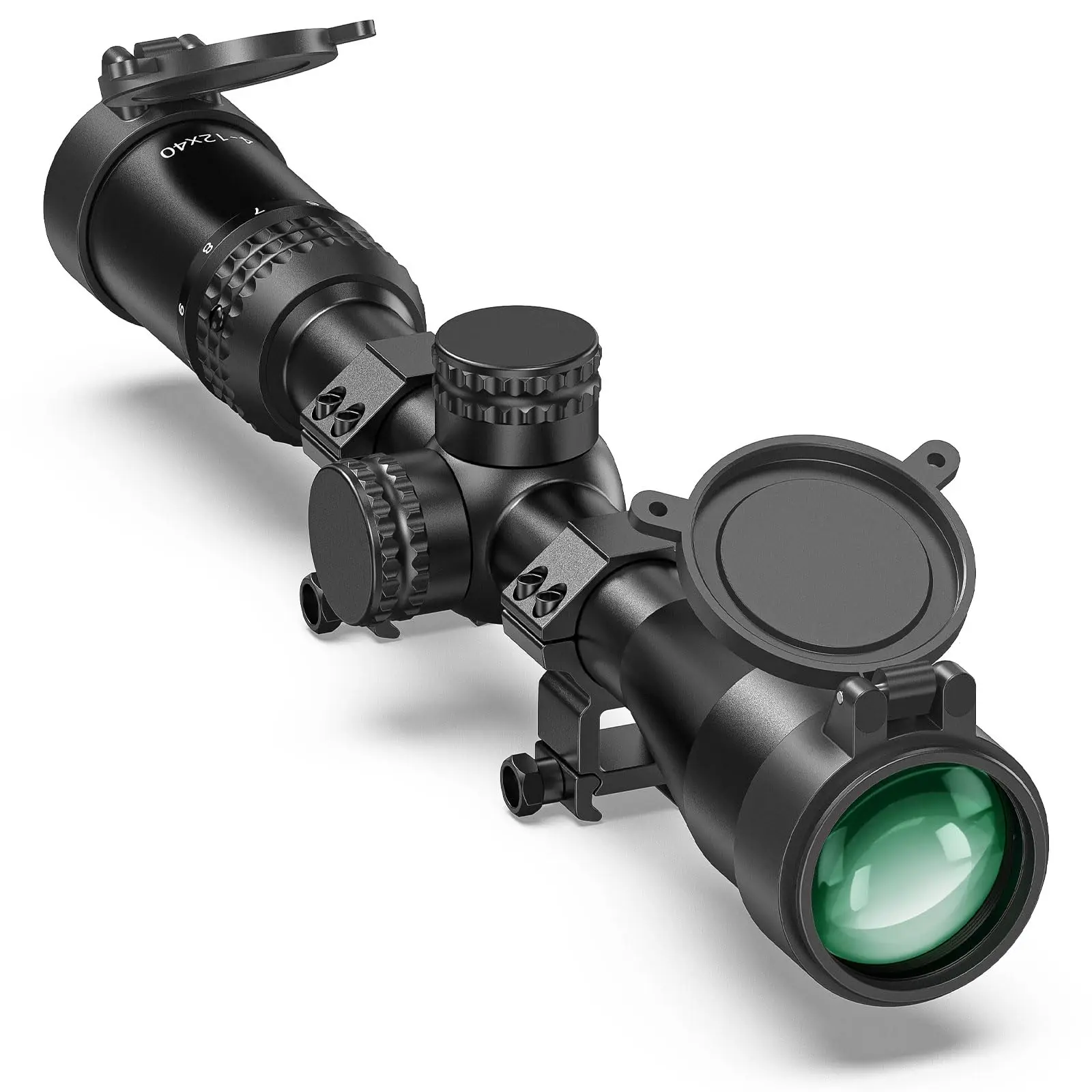 MIDTEN  4-12x40 JackalHowl F02 Rifle Scope 1-inch Tube SFP 20mm Rings Second Focal Plane Long Eye Relief 30 MOA